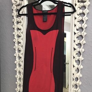 BEBE red/black bodycon dress